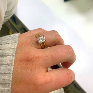 2.6 Carat Moissanite ring with double 14K gold band, size 7.5